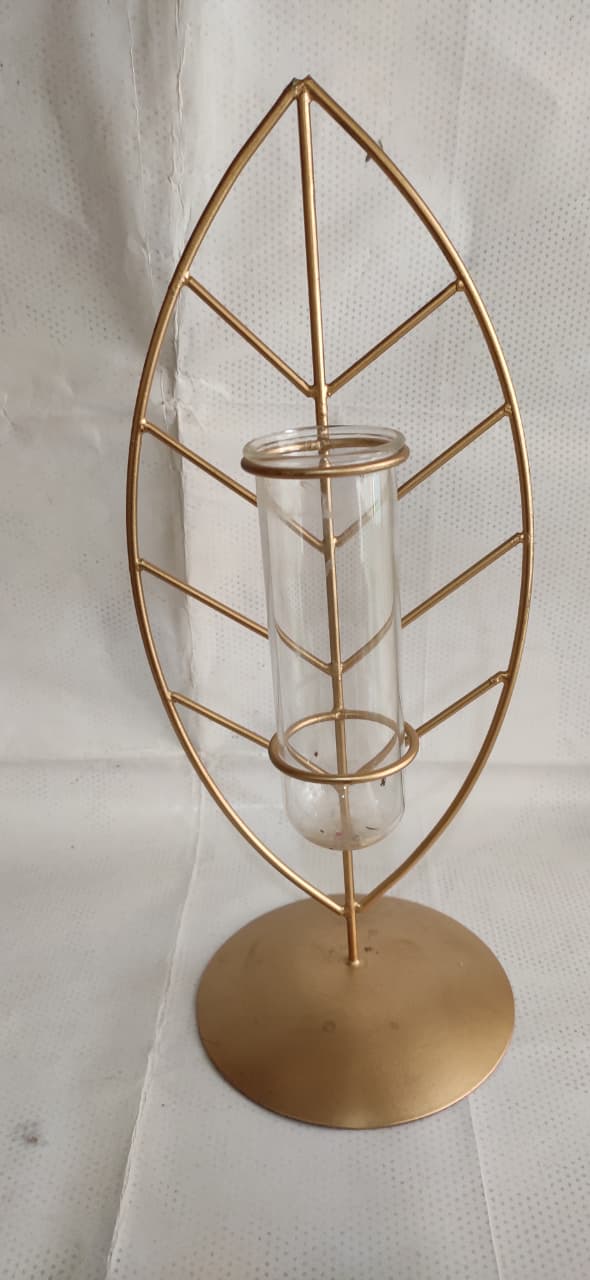Leaf Shape Brass Coated Vase